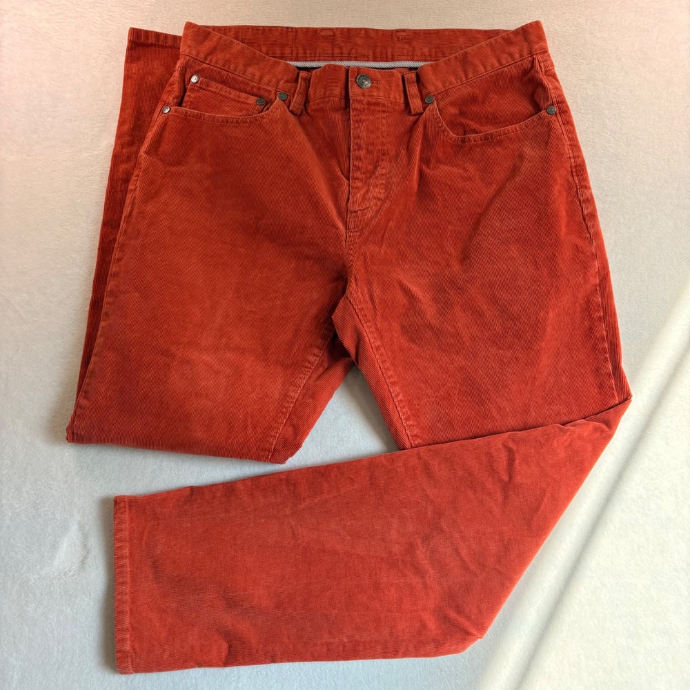 Brooks Brothers Slim Fit Corduroy Pants Mens 34x30 Burnt Orange Rust 5-Pocket